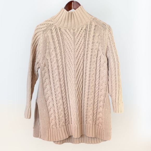 Vince Camuto Cowl Neck Pullover Cable Knit Sweater 3/4 Sleeves Blush Pink Large - Picture 1 of 7